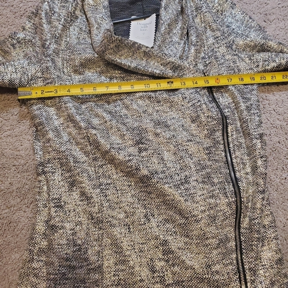 Stella and Dot Metallic Waterfall Zip Up Moto Style Blazer - Picture 4 of 11